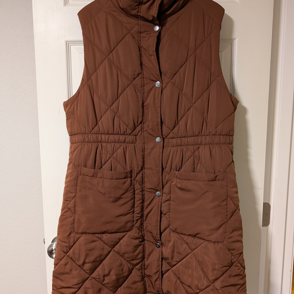 Brown Quilted Sleeveless Vest